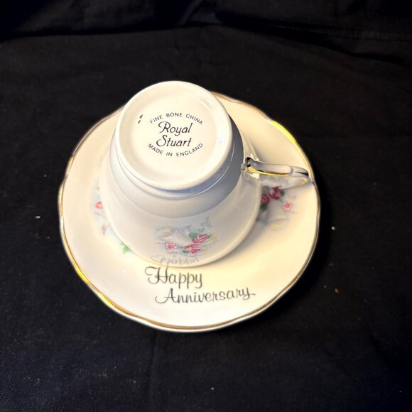 Royal Stuart Bone China Cup and Saucer - Happy Anniversary - Picture 3 of 4